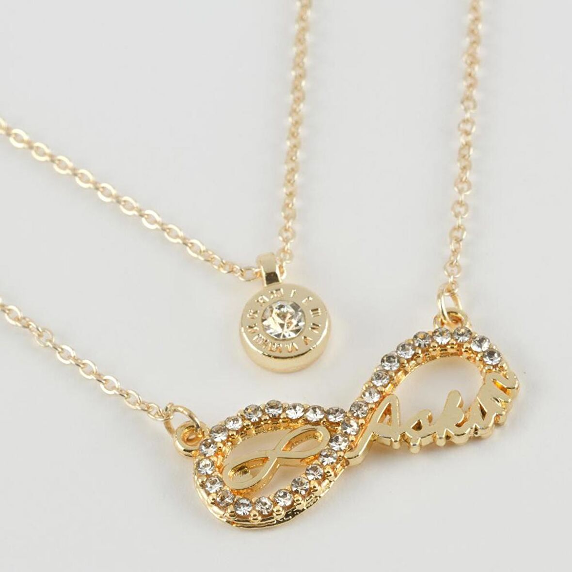 Aşkım Yazılı Sonsuzluk Figürlü Yeni Sezon İkili Kolye