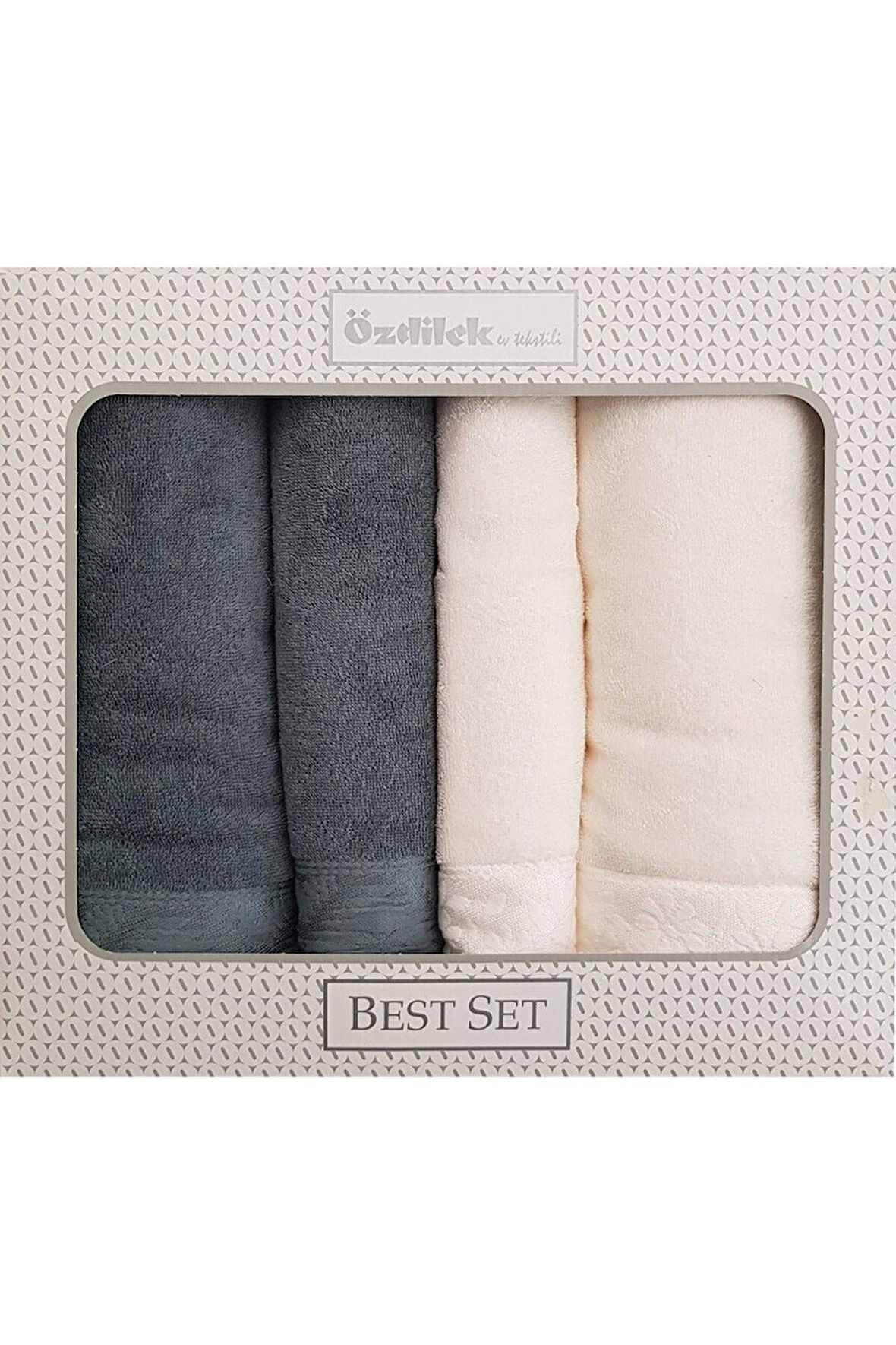 Özdilek Lirio Best Set Hamam Takımı Havlu Seti- Yeşil Krem
