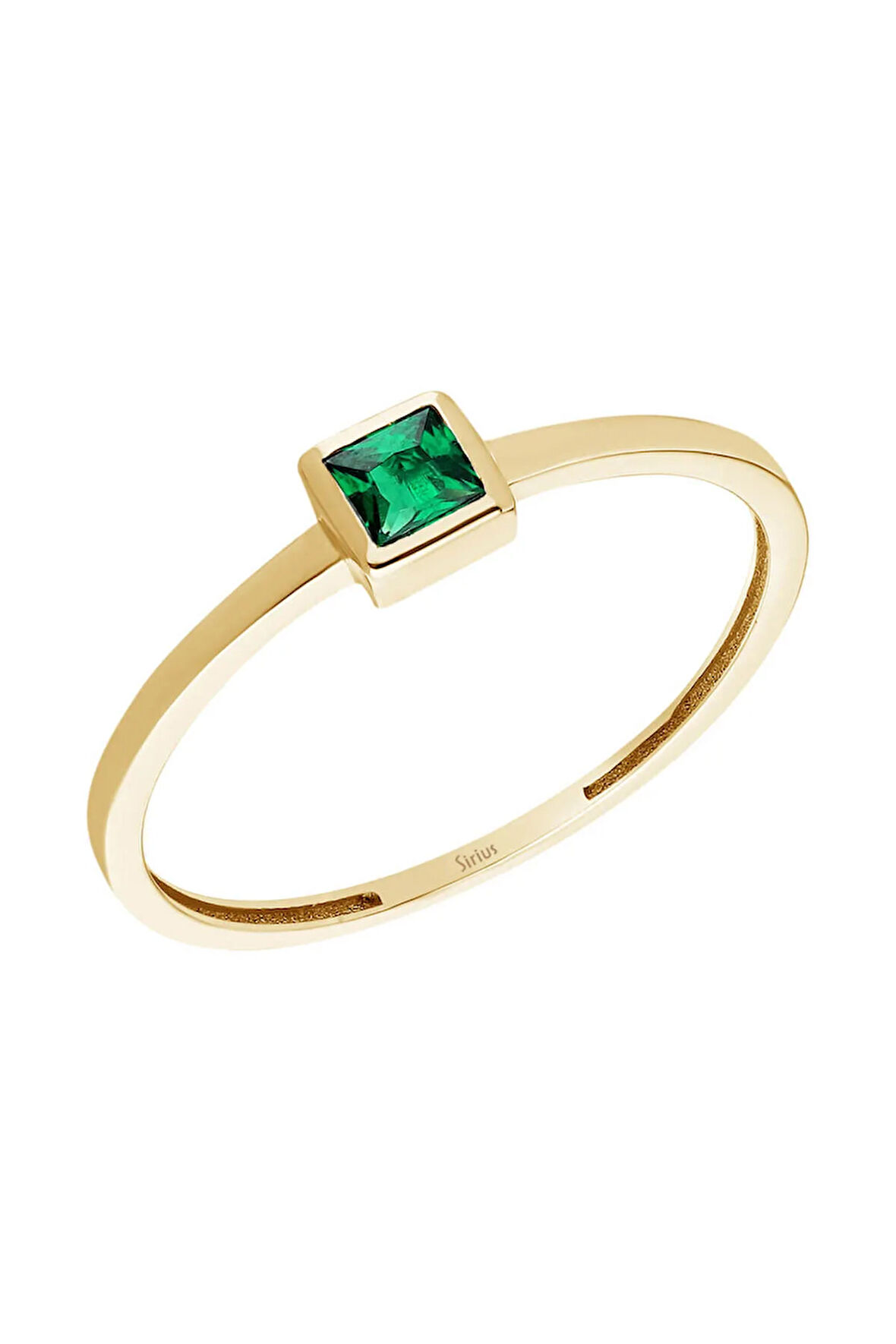 Prenses Kesim Zümrüt Taşlı Tektaş Yüzük