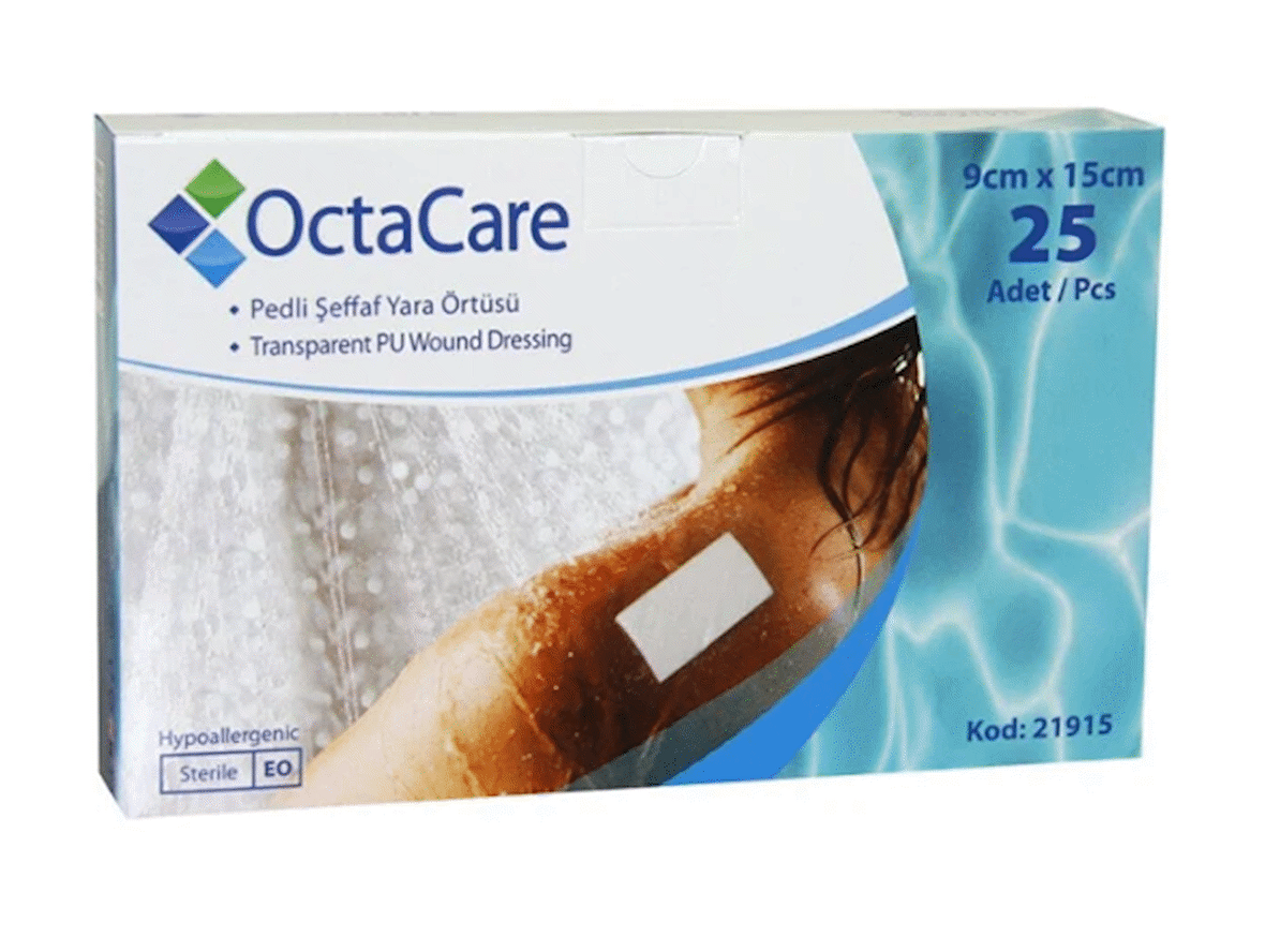 Octacare Şeffaf Film Örtü-Pedli 9cm x20cm 10 Adet