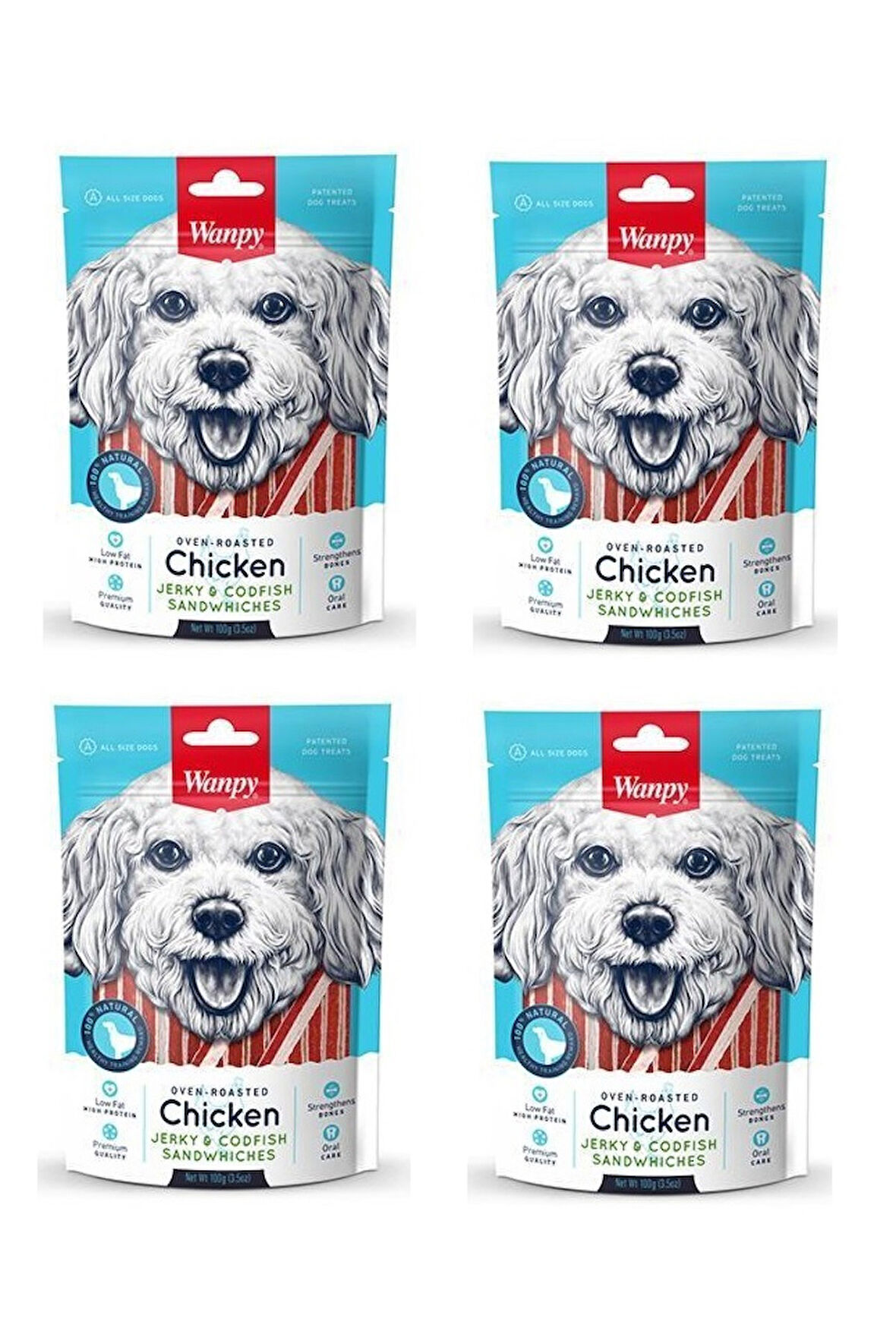 Wanpy Tavuk ve Morina Balık Sandwich Köpek Ödülü 100 Gr. X 4 Adet