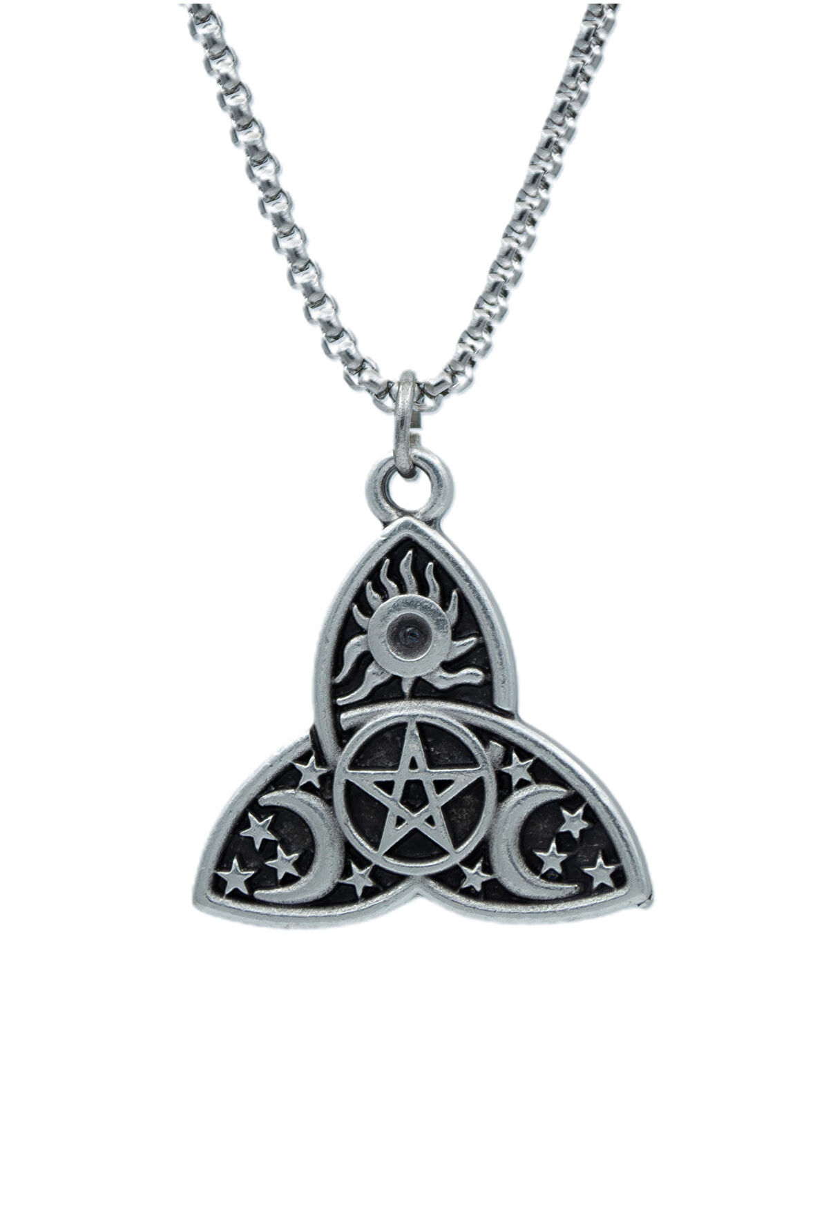 Triquetra Örme Zincir Kolye - Gümüş Kaplama - Erkek Kadın Kolye - No:1396