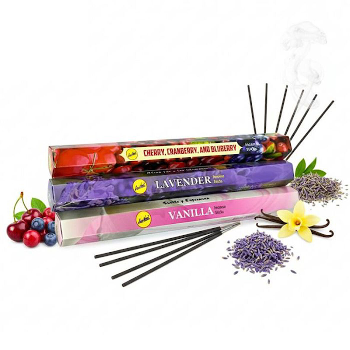 Uretti - Okay 5711 3’lü Tütsü Seti – Vanilya / Lavanta / Kiraz - 60 Adet