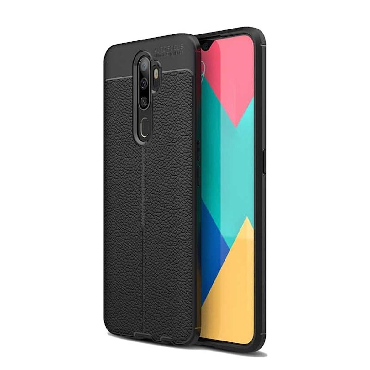 Smcase Oppo A5 2020 Kılıf Deri Dokulu Silikon
