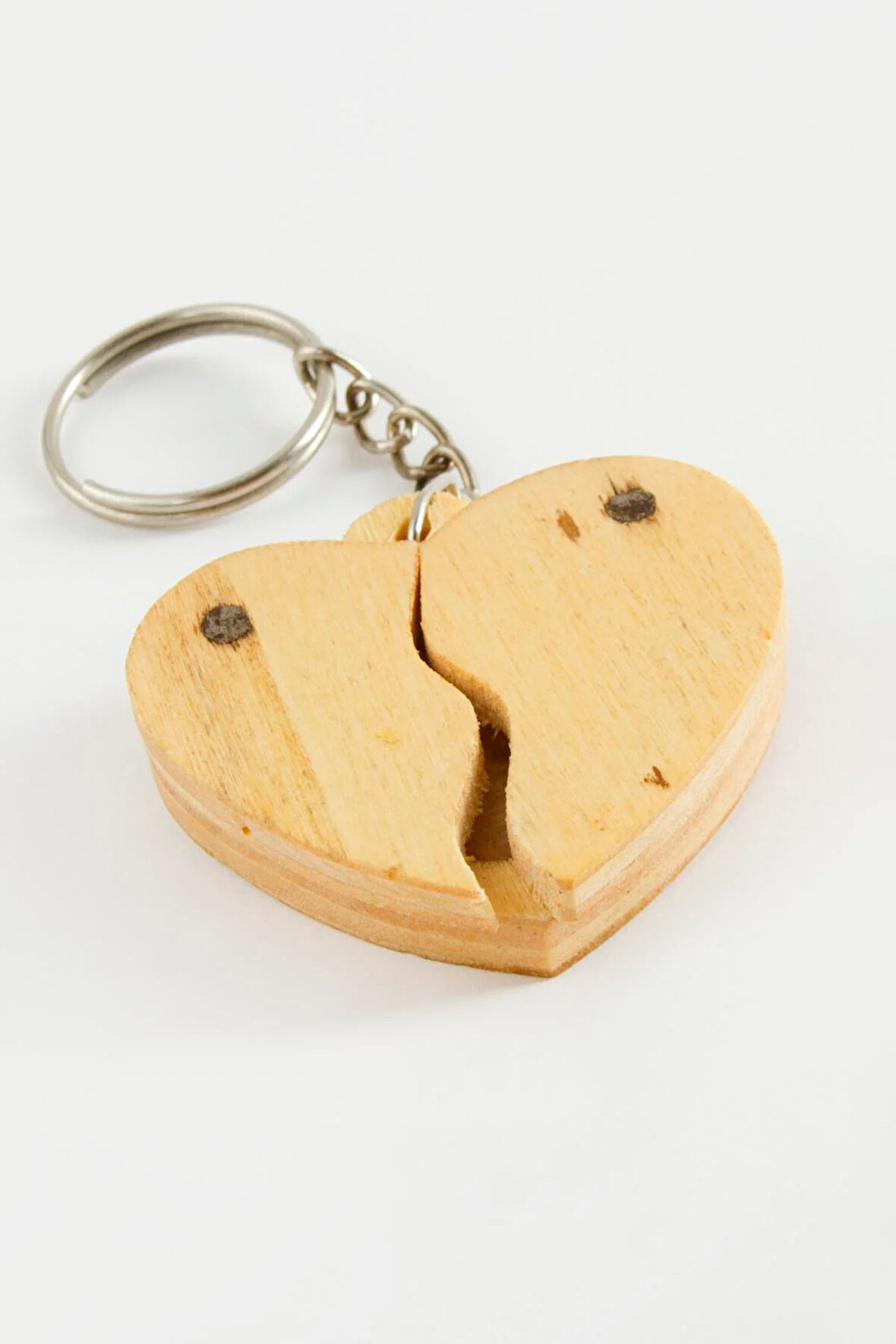 Kalp Açılıp Kapanır Ahşap Anahtarlık