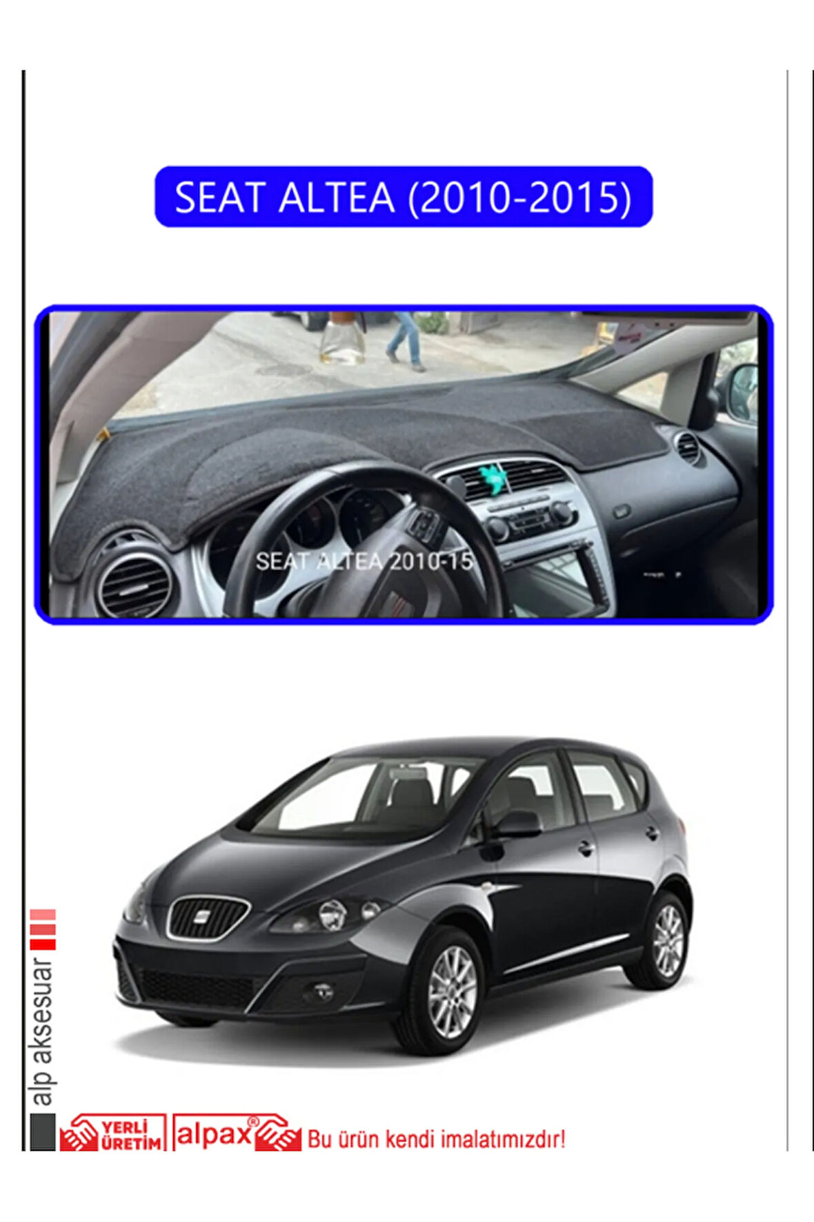Seat Altea (2010-2015) Torpido Koruma  Halısı -  Mavi Kenar