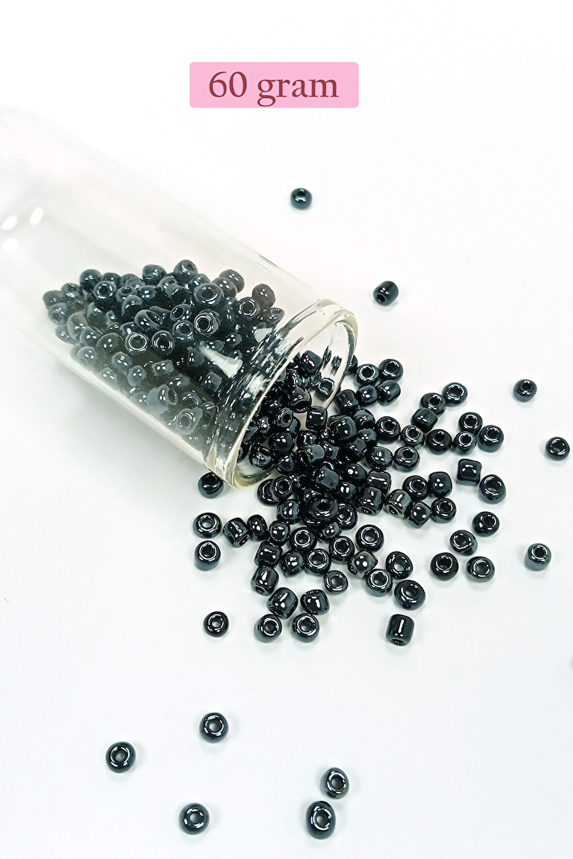 Dökme Cam Kum Boncuk Büyük Boy (6/0) 4 mm - 60 Gram - Siyah - BNC120