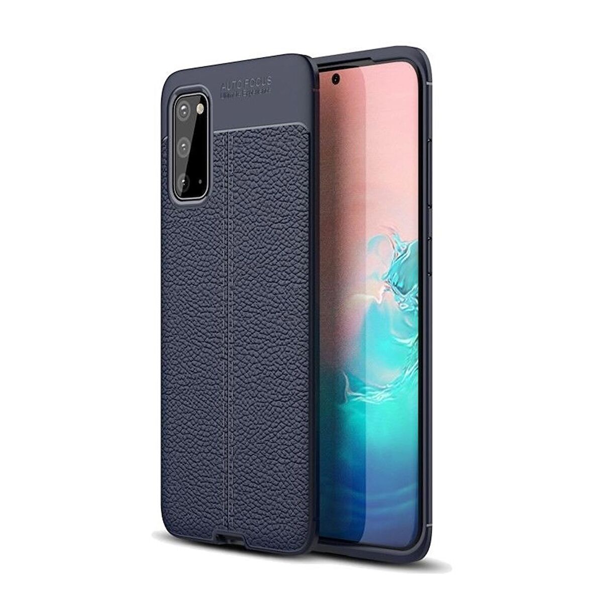Smcase Samsung Galaxy S20 Plus Kılıf Deri Dokulu Silikon  Tam Kapatan Ekran Koruyucu