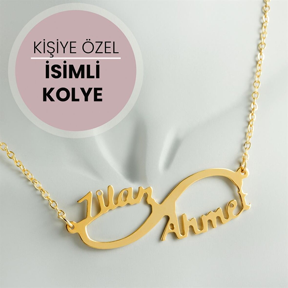 Kişiye Özel Sonsuzluk Çift İsim Yazılı Kolye