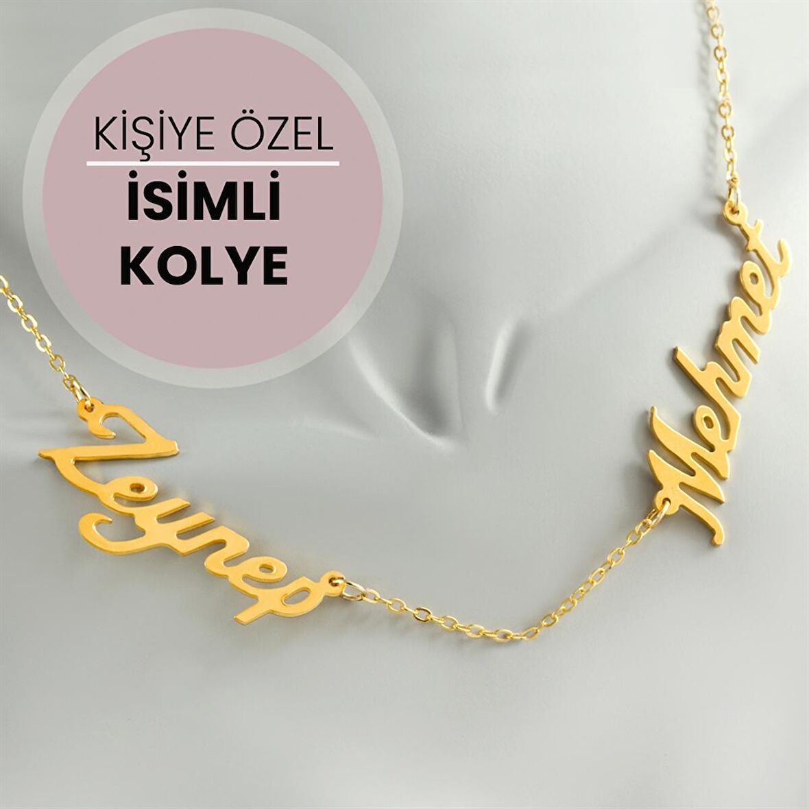 Kişiye Özel Çift İsim Yazılı Kolye