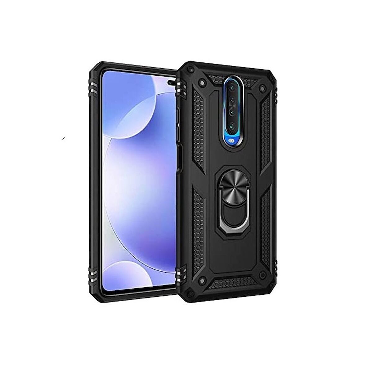 Smcase Xiaomi Redmi K30 Kılıf Vega Yüzüklü Tank Kapak  Nano Ekran Koruyucu