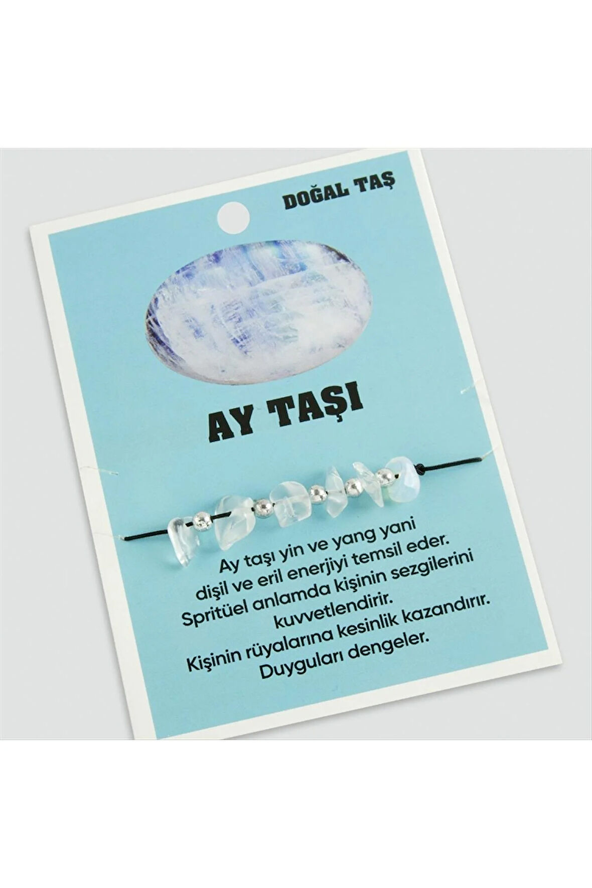 Ay Taşı Doğaltaşlı İp Bileklik