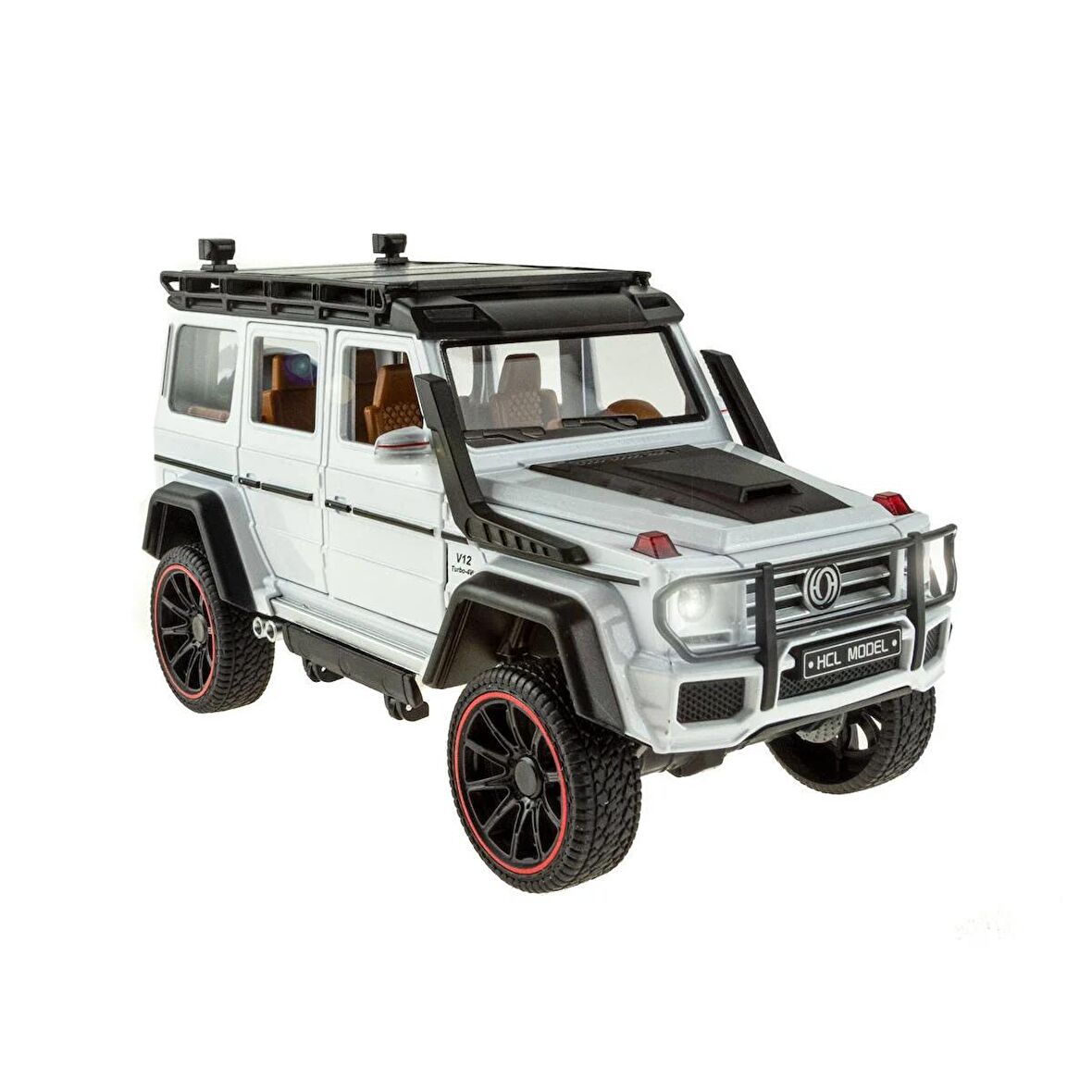 1:16 Ölçek Metal Model Suv Araba Çek Bırak Işıklı Sesli Beyaz