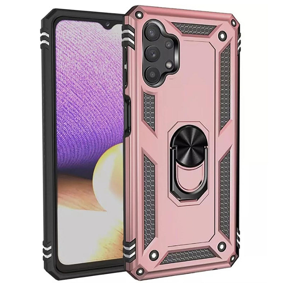 Gpack Samsung Galaxy A32 4G Kılıf Vega Tank Koruma Standlı Yüzüklü MıknatıslıNano Glass