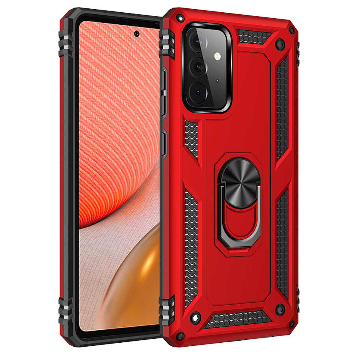 Gpack Samsung Galaxy A72 Kılıf Vega Tank Koruma Standlı Yüzüklü MıknatıslıNano Glass