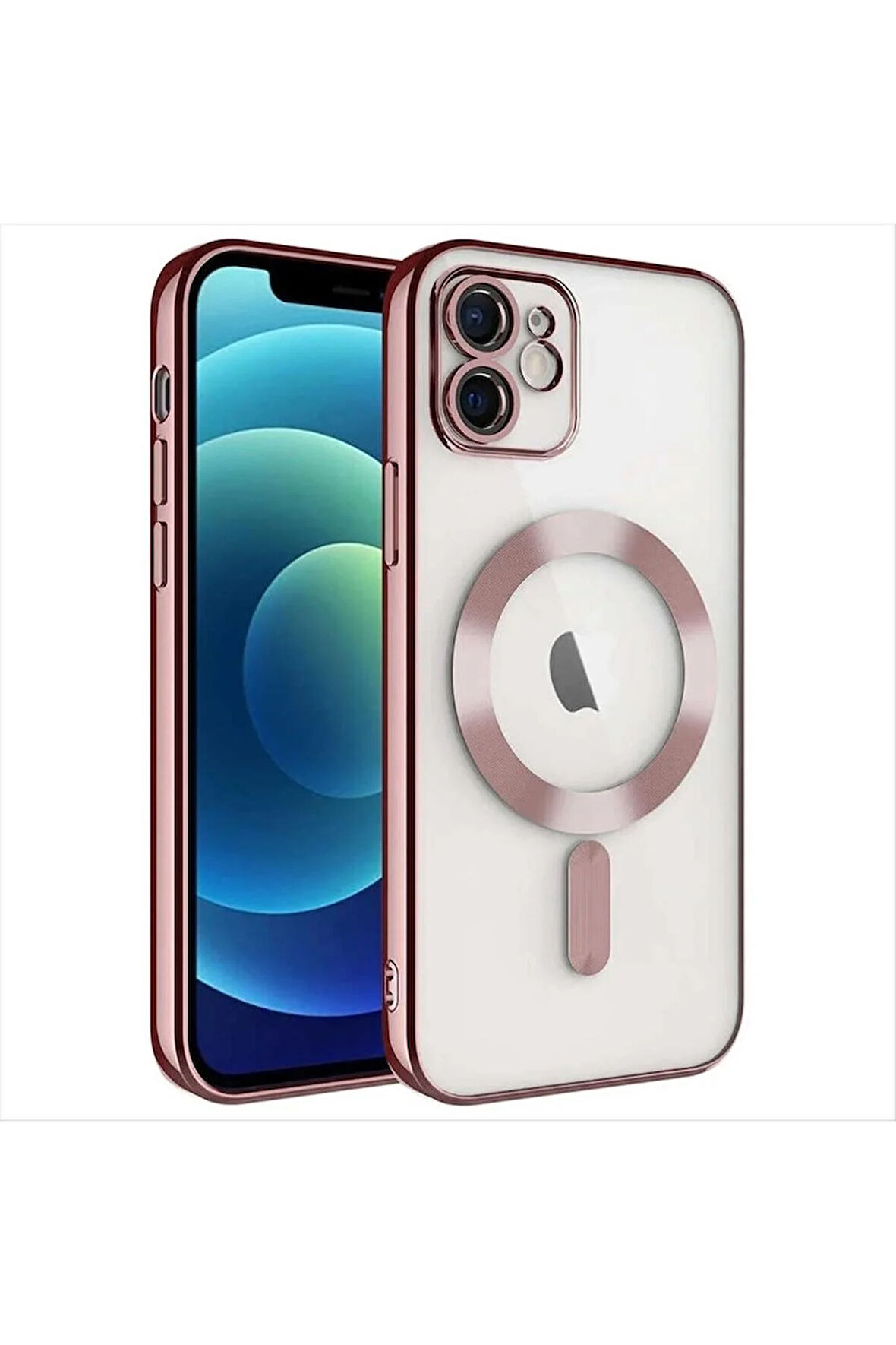 iPhone 12 Lüx Magsaff Lazer Silikon Kılıf (Kamera Korumalı)