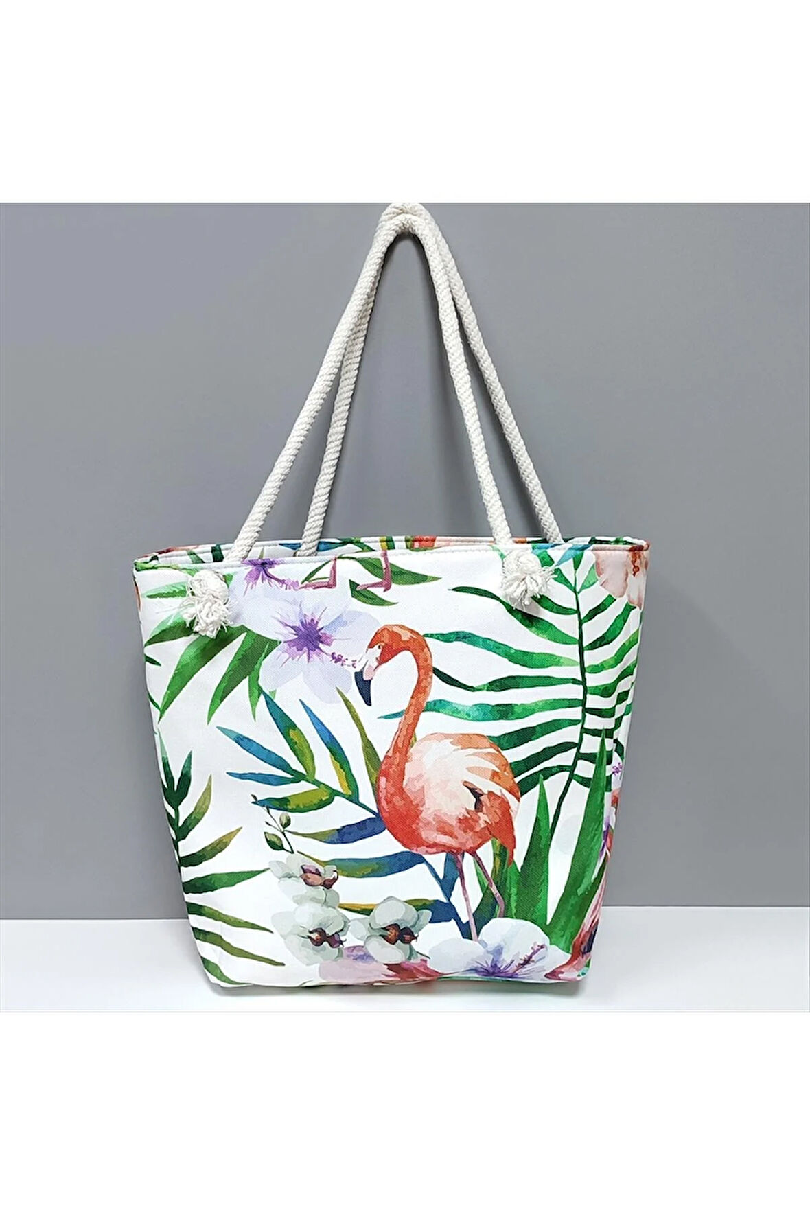 Flamingo Desenli Plaj Çantası
