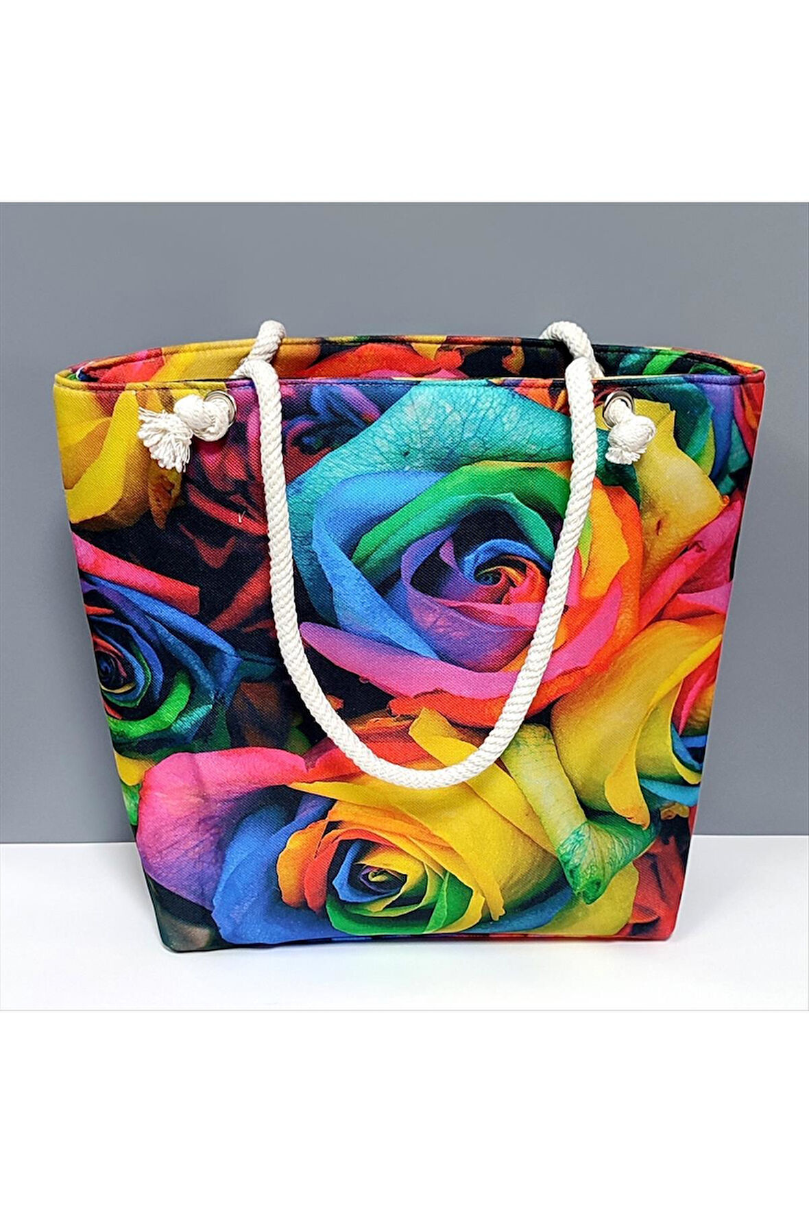 Gül Desenli Plaj Çantası
