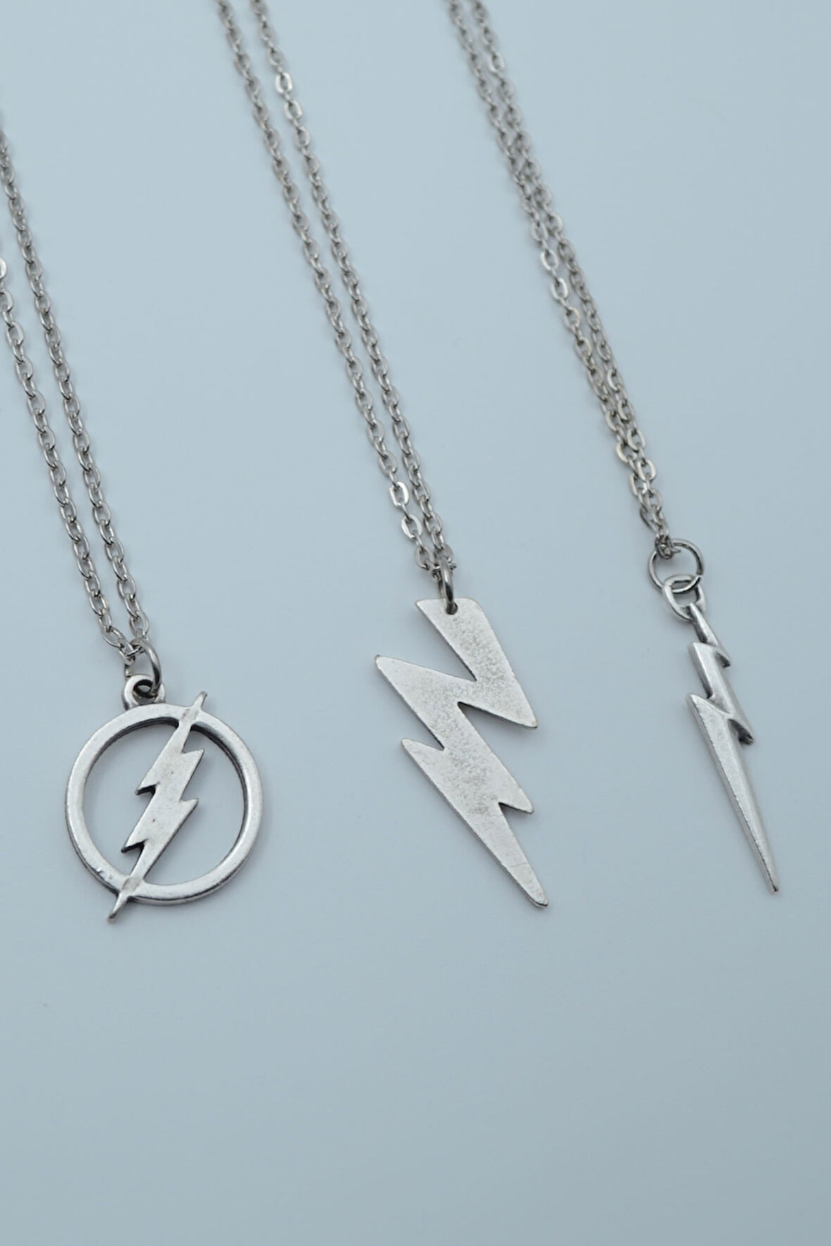 3'lü Şimşek Flash Gordon Gümüş Kaplama Kolye Seti
