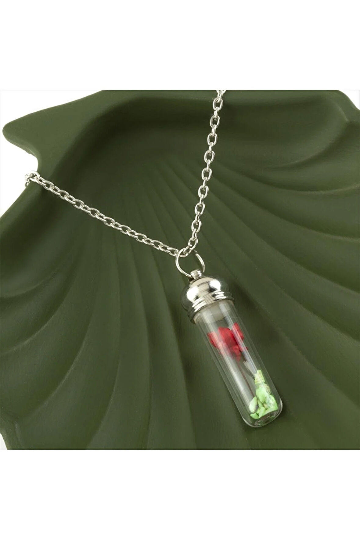 Çiçek Fanus Canlı Kolye