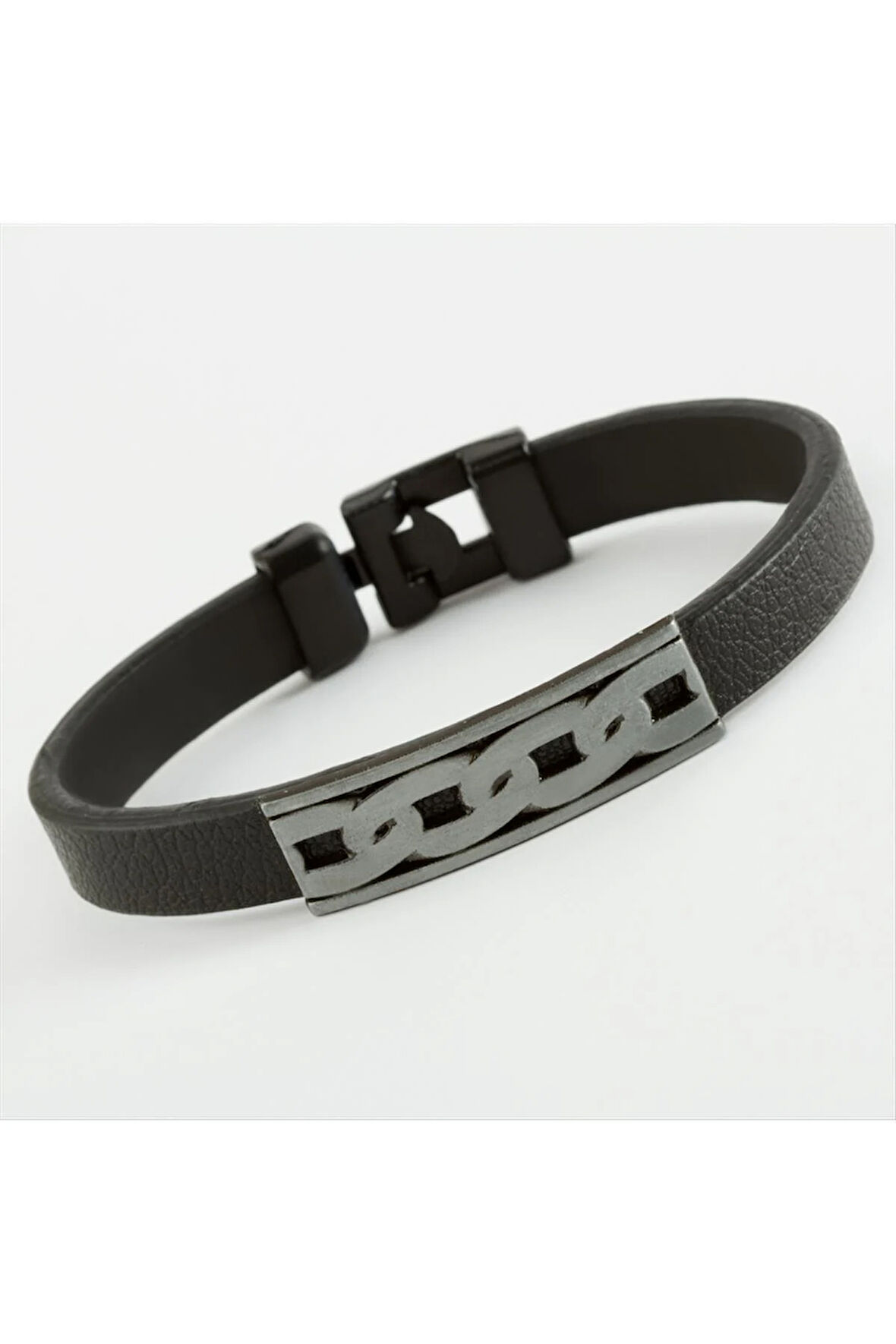 Zincir Desenli Kaliteli Suni Deri Bileklik