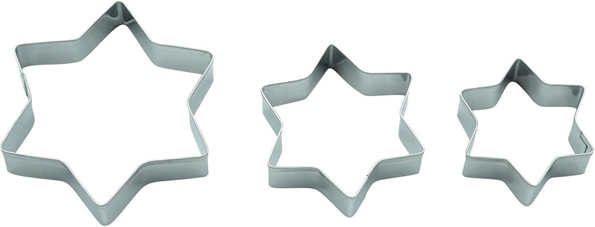 3B Trend 3'lü Yıldız Metal Kurabiye Kalıbı, Paslanmaz Kurabiye Kalıbı, Hamur Şekillendirici Kalıp