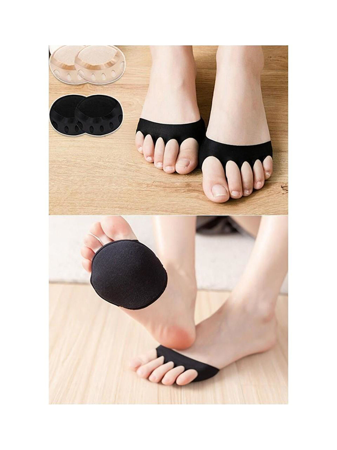 3B Trend Siyah Renk Kumaş 5 Parmağa Geçen Metatarsal Parmak Altı Koruyucu Hava Alabilen Ayak Pedi