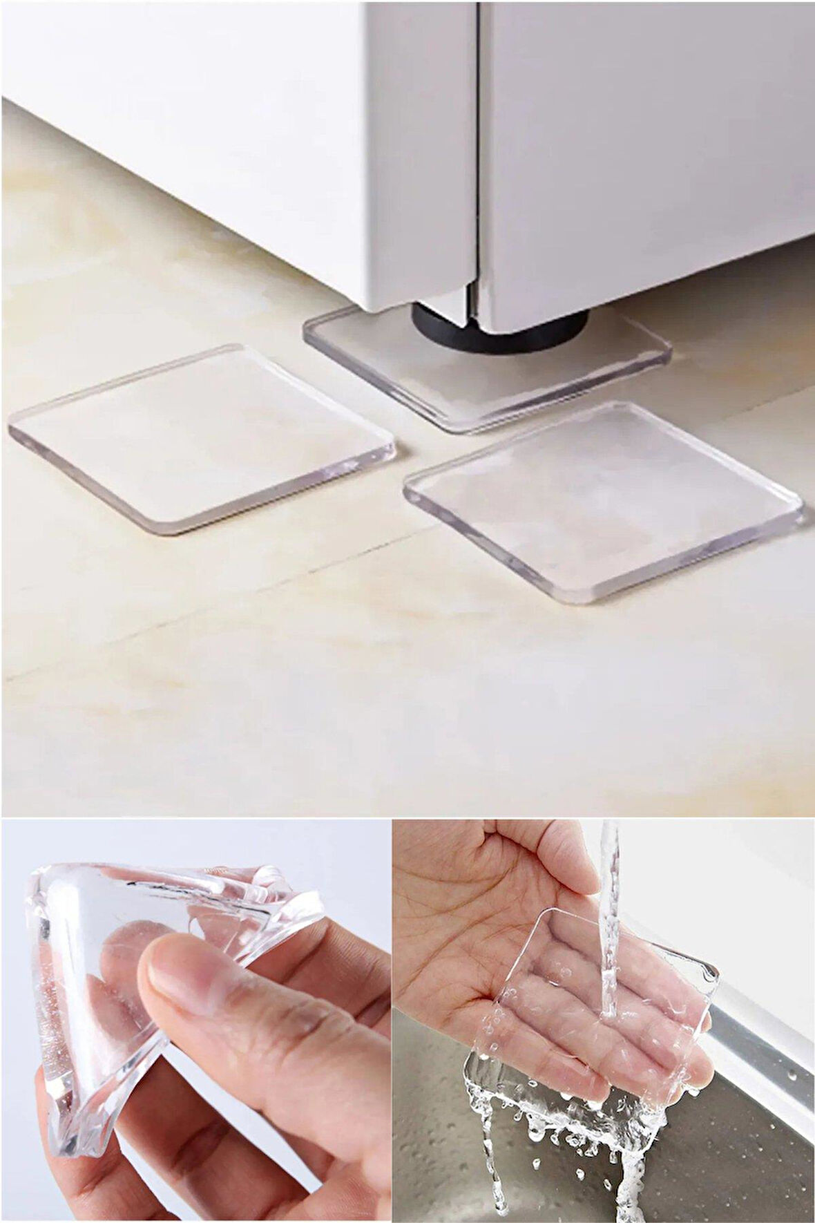 3B Trend Silikon Zemin Koruyucu Kaydırmaz Dayanıklı Ped Mobilya Çamaşır Makinesi Kaydırmaz 4 Adet