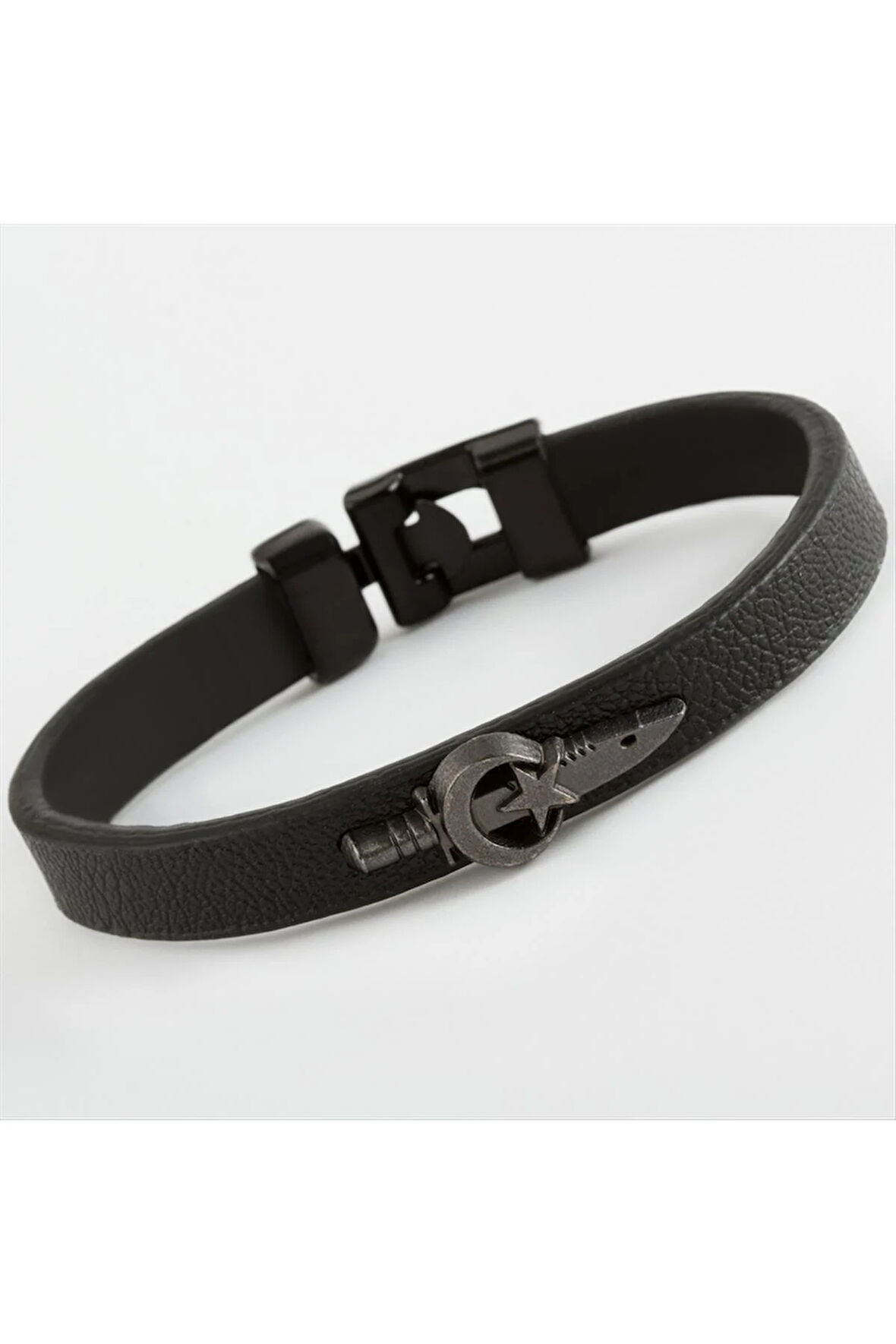 Ay Yıldız Hançer Kaliteli Suni Deri Bileklik