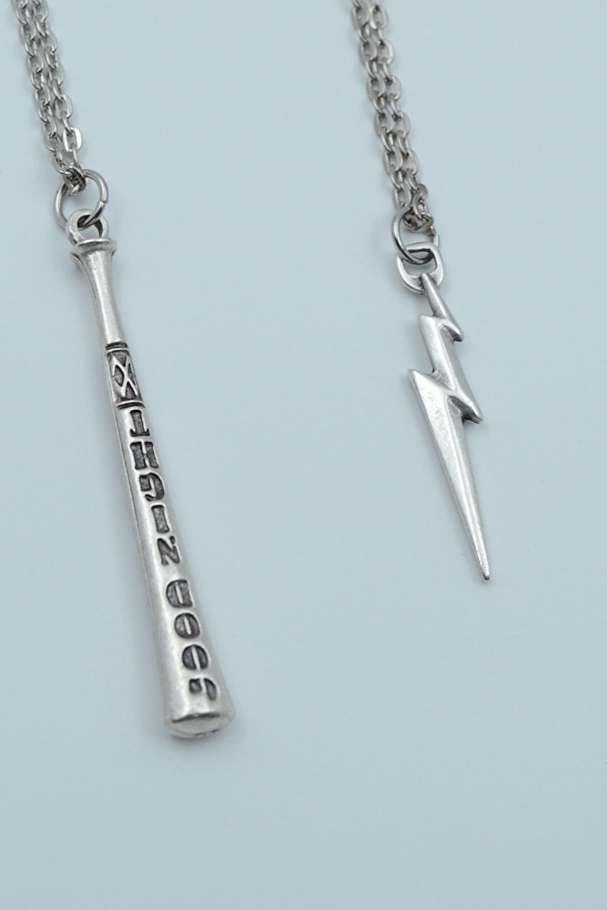 2'li Beyzbol Sopası Şimşek Flash Gümüş Kaplama Kolye Seti