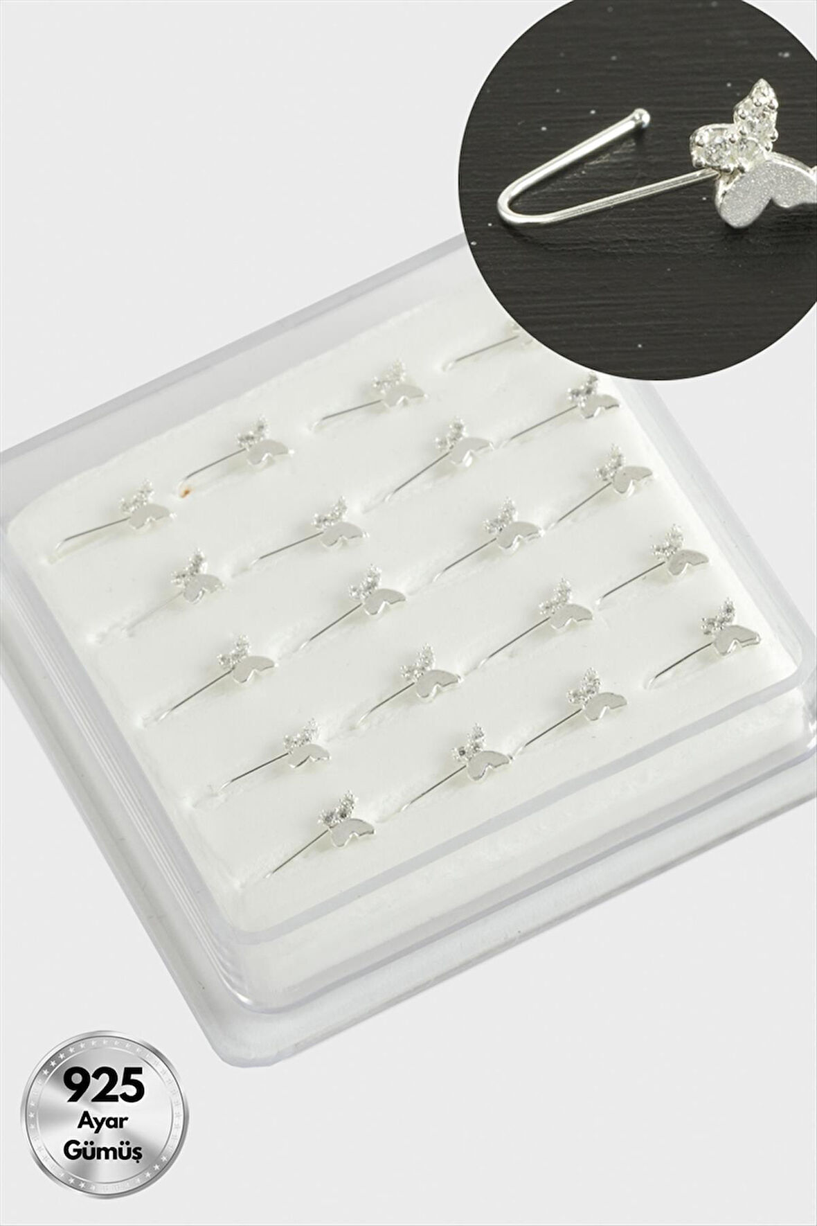 Kelebek Zirkon Taşlı Gümüş Hızma 20 Adet