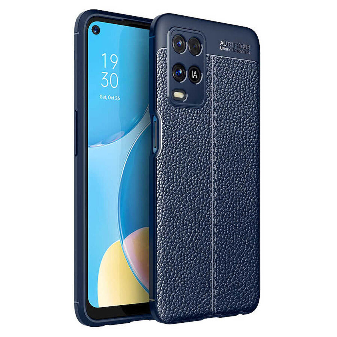 Gpack Oppo A54 4G Kılıf Niss Silikon Deri GörünümlüNano Glass