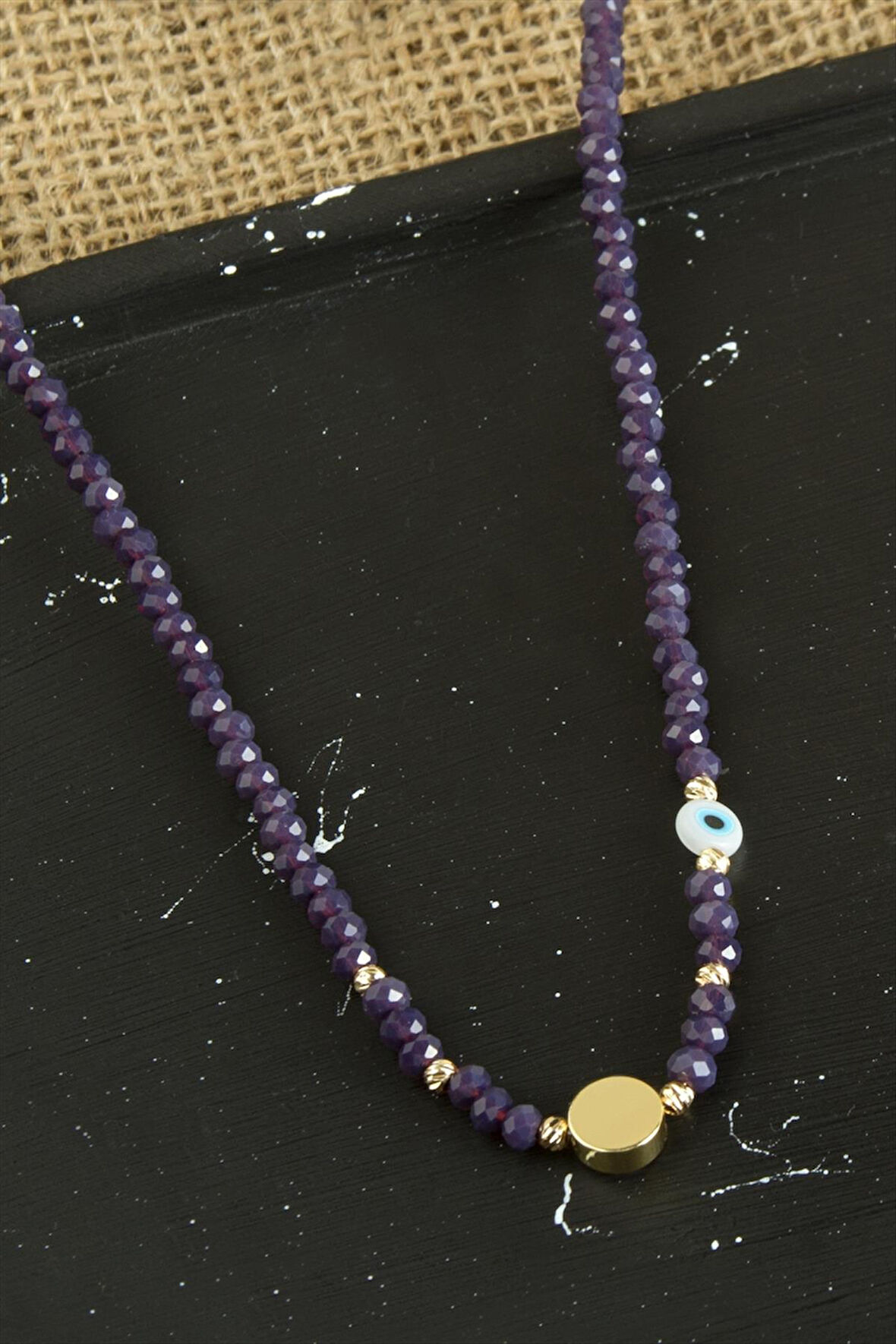 Nazar Metal Aparatlı Dorika Kristal Kolye