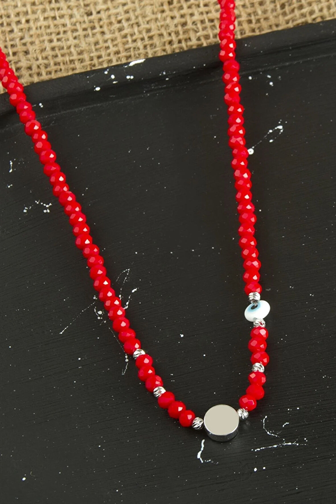 Nazar Metal Aparatlı Dorika Kristal Kolye