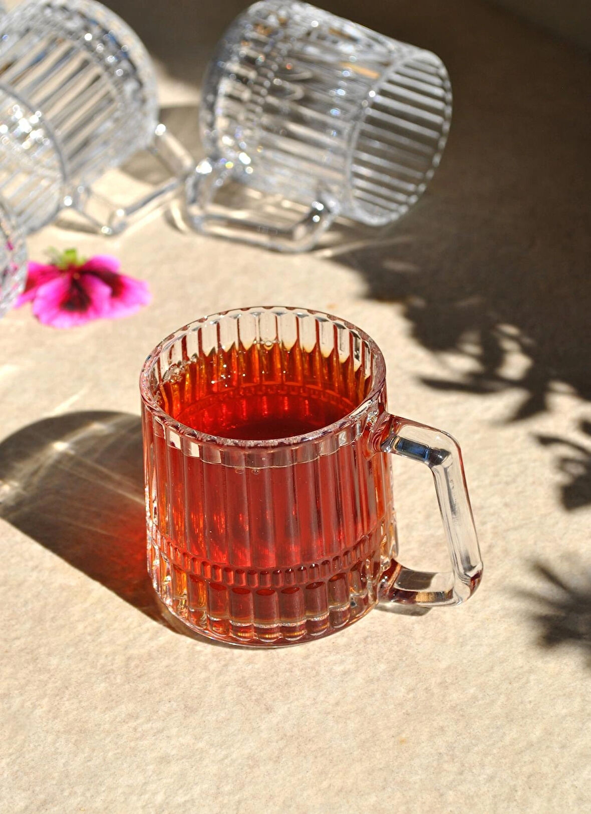 6'lı Kulplu Cam Bardak - Çay Kahve Bardağı Cam Kupa 172 ml