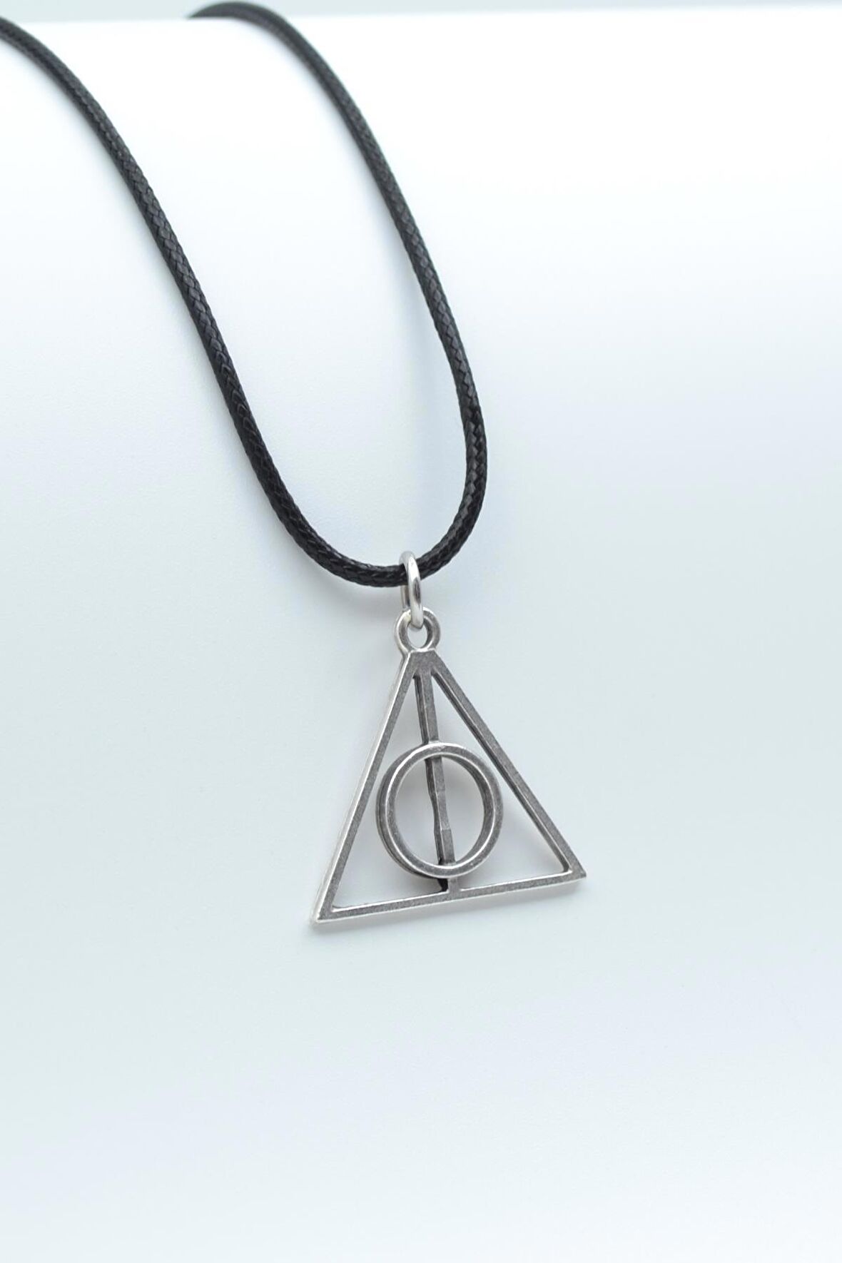 Harry Potter Ölüm Yadigarları Üçgen Kolye Deri İp Kolye Gümüş Kaplama Erkek Kadın Kolye