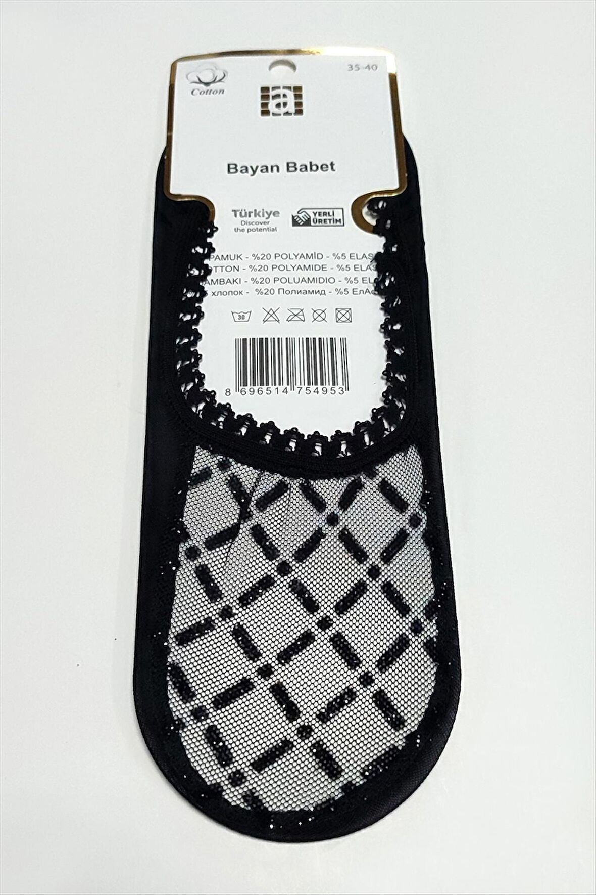 Çarpı Dantel Babet Çorap