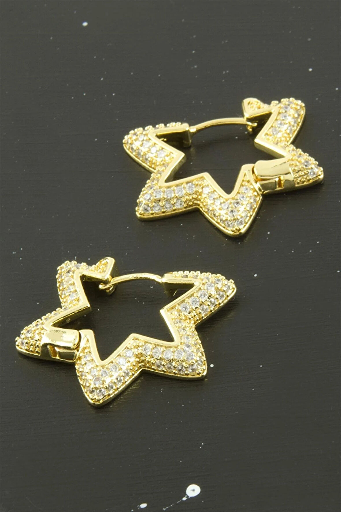 Yıldız Zirkon Taşlı Lüks Küpe