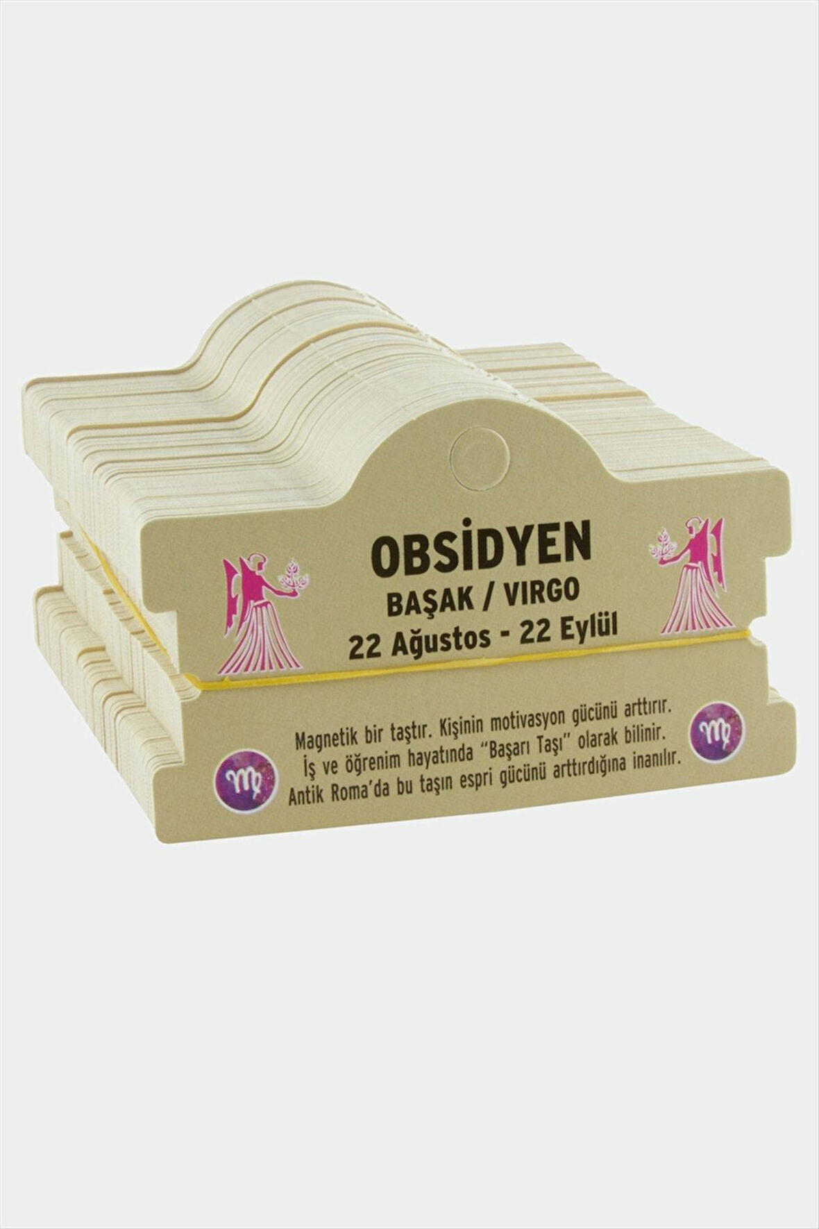 Obsidyen  Başak Burç Bileklik Kartı