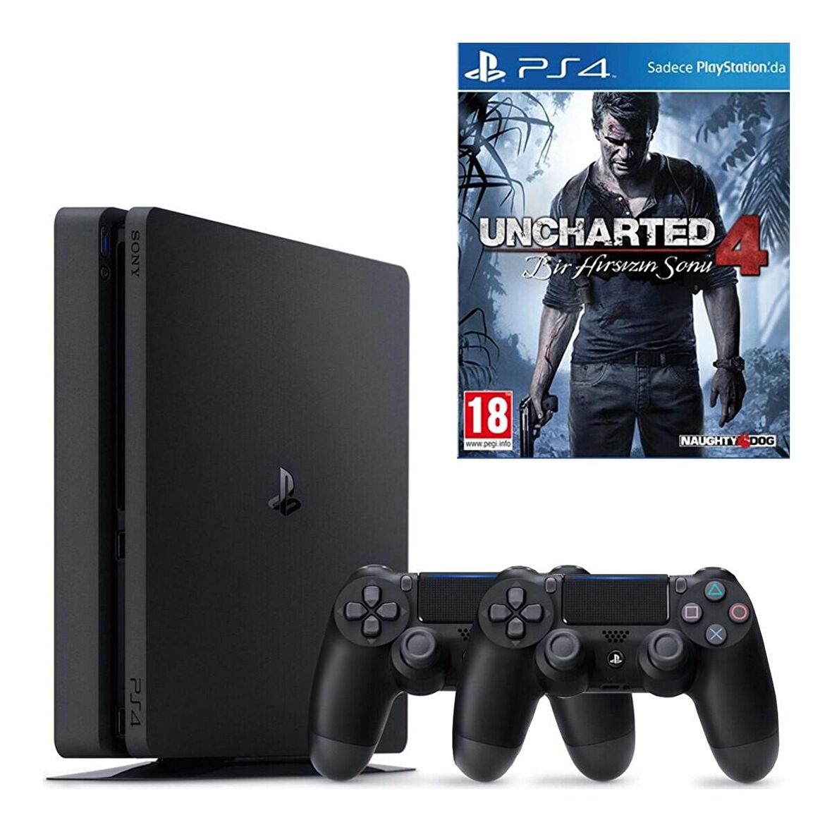 Sony Ps4 Slim 500 GB  Oyun Konsolu + Uncharted 4  + 2. Kol-Türkçe Menü