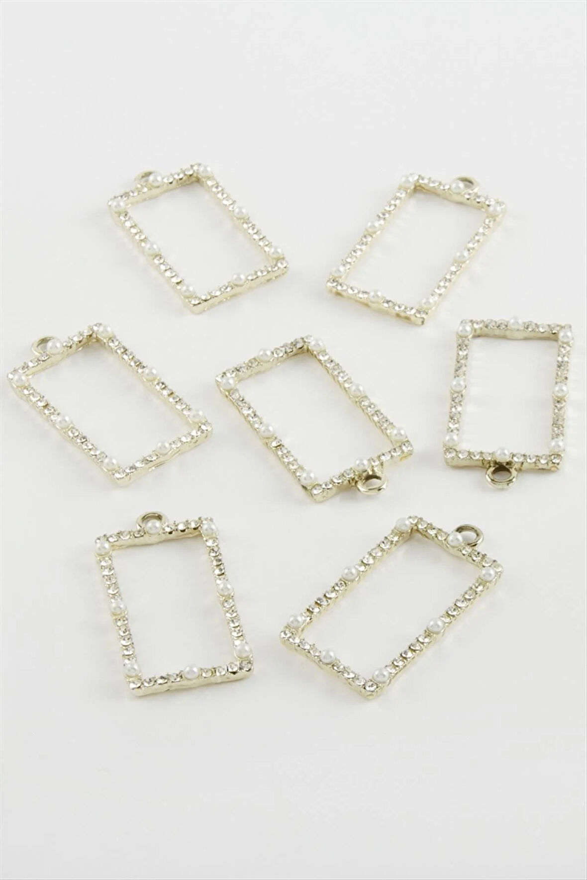 Kare Taşlı İnci Kolye Ucu Aparatı 1 Adet