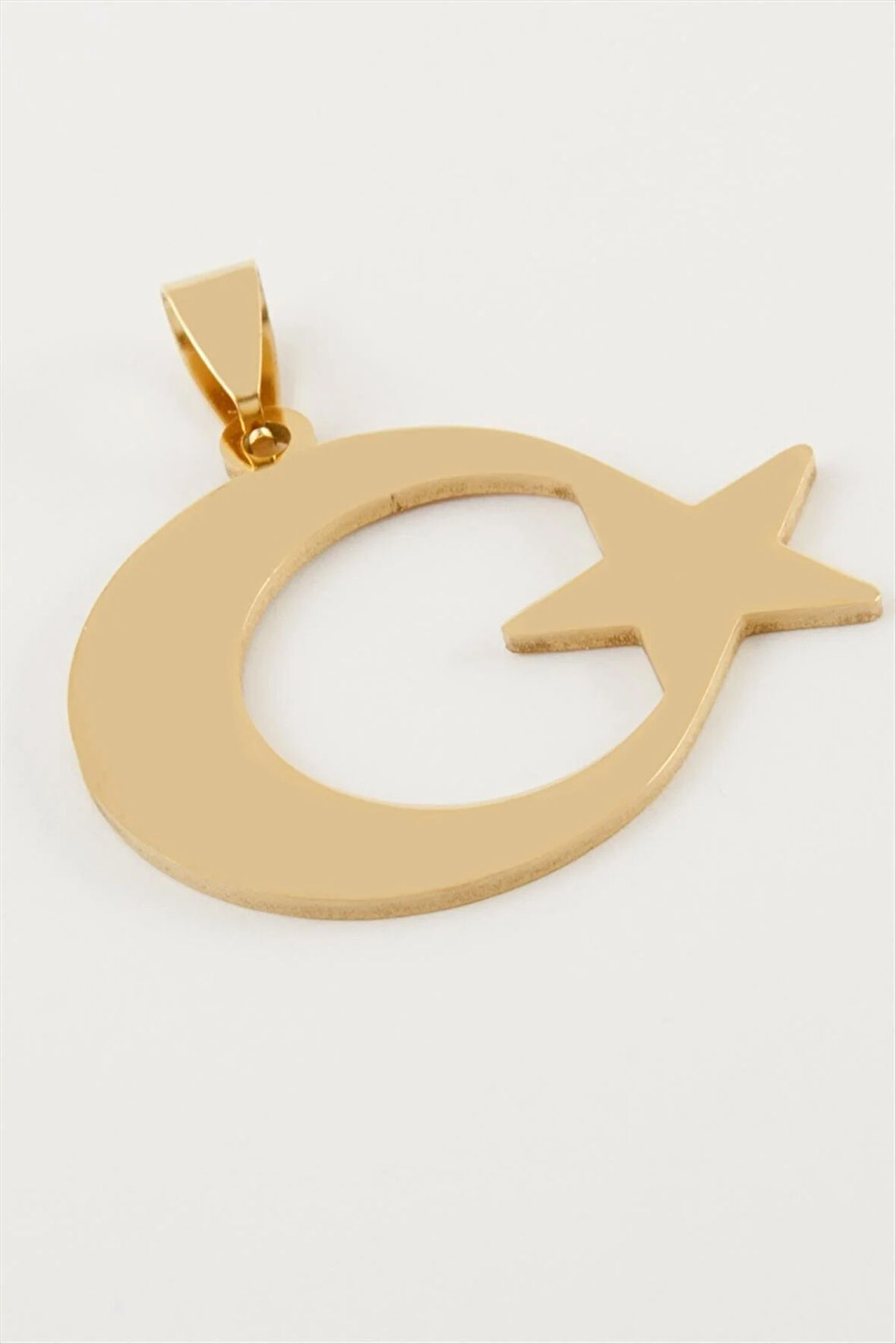 Ay Yıldız Çelik Kolye Ucu 3 cm