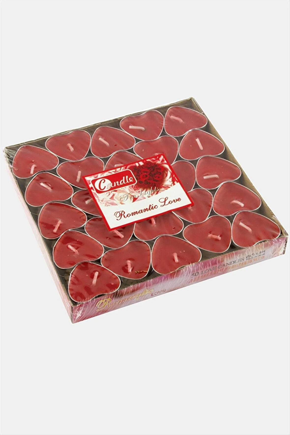 50 Adet Kalp Tealight Mum