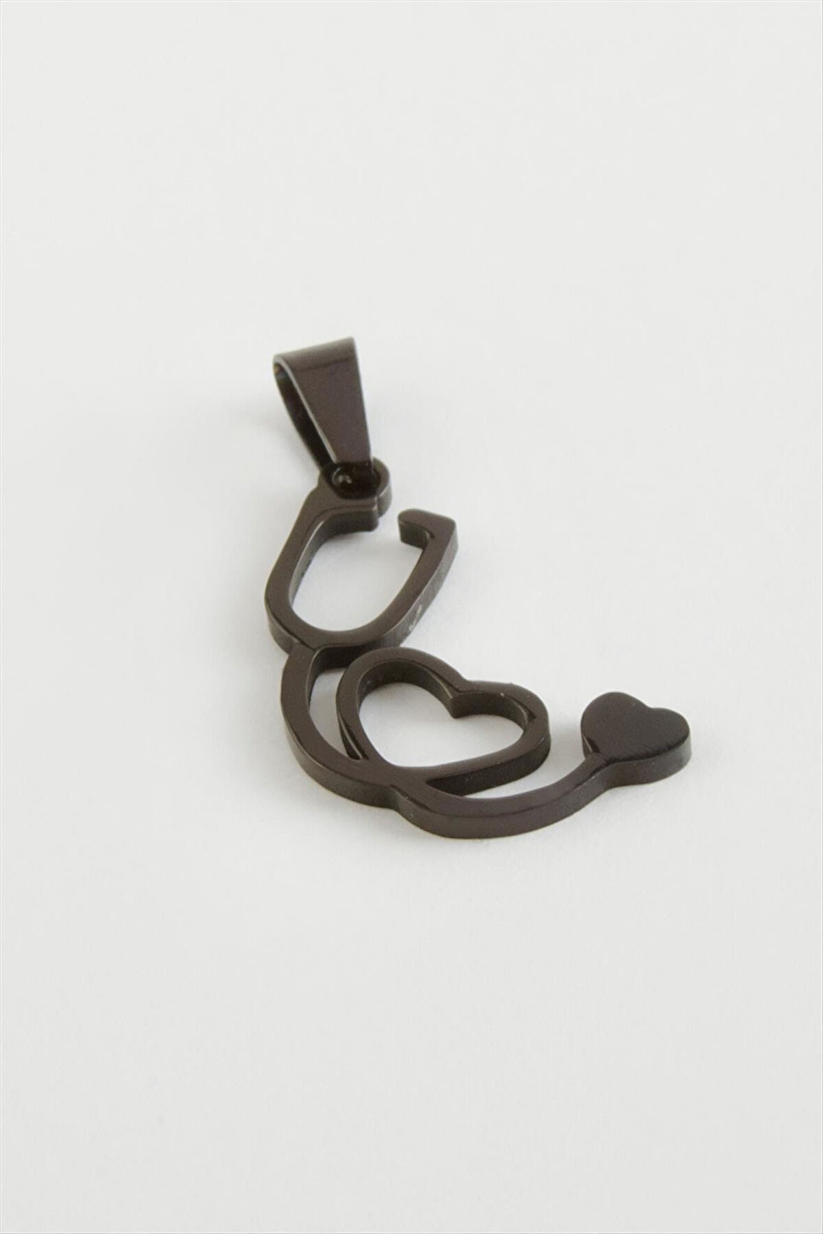 Steteskop Kalp Çelik Kolye Ucu 2 cm