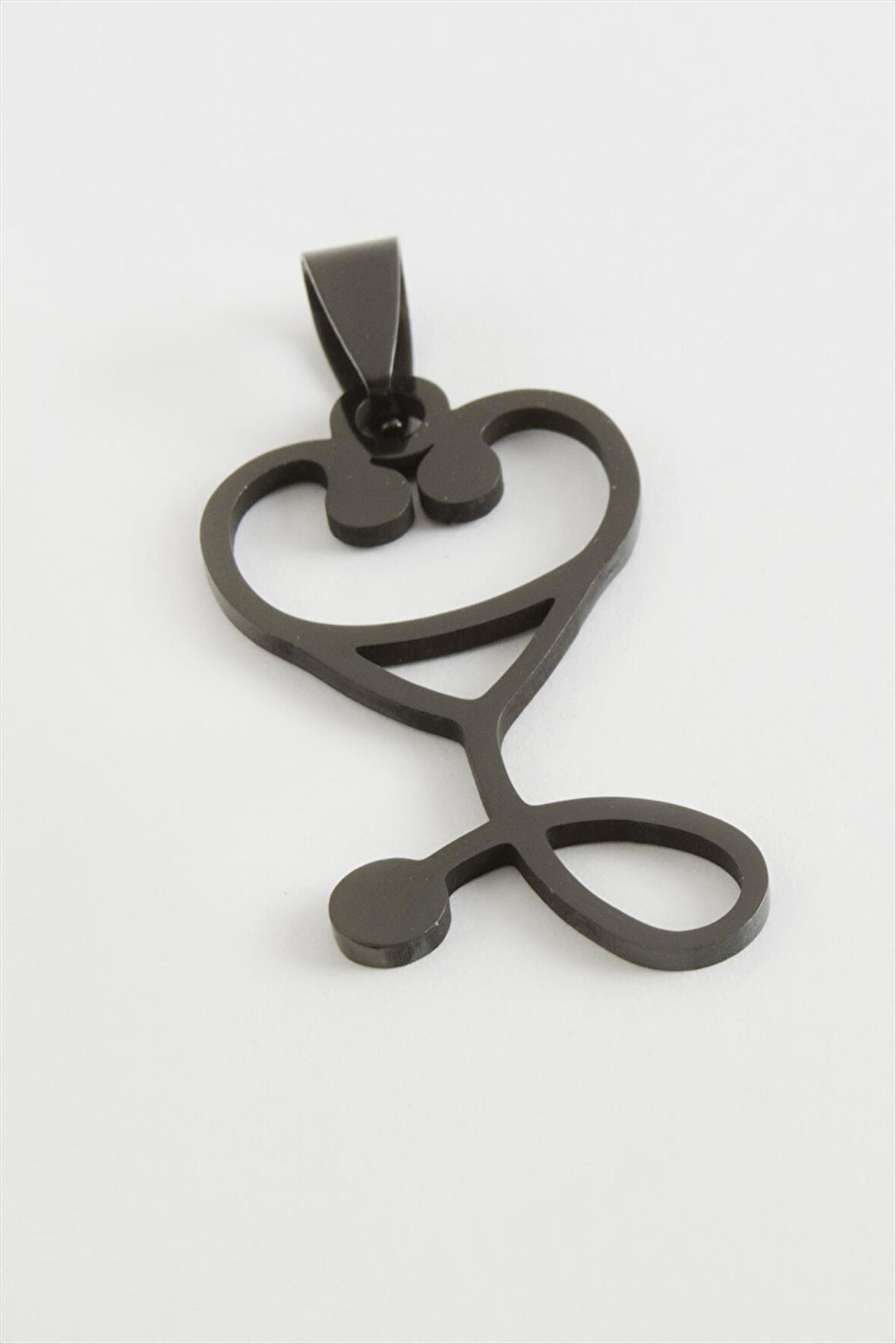 Steteskop Kalp Çelik Kolye Ucu 3,5 cm