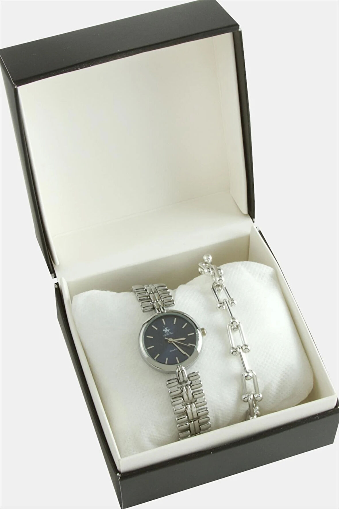 Metal Bayan Kol Saati ve Kutulu Bileklik Kombini