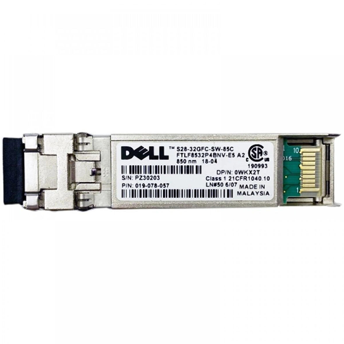 DELL S28-32GFC-SW-85C 32G 850nm 100m SWL FC SFP+ Optical Transceiver Module FTLF8532P4BNV-E5