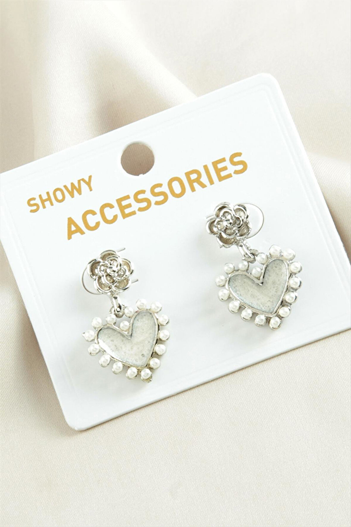 Kalp Trend İnci Küpe