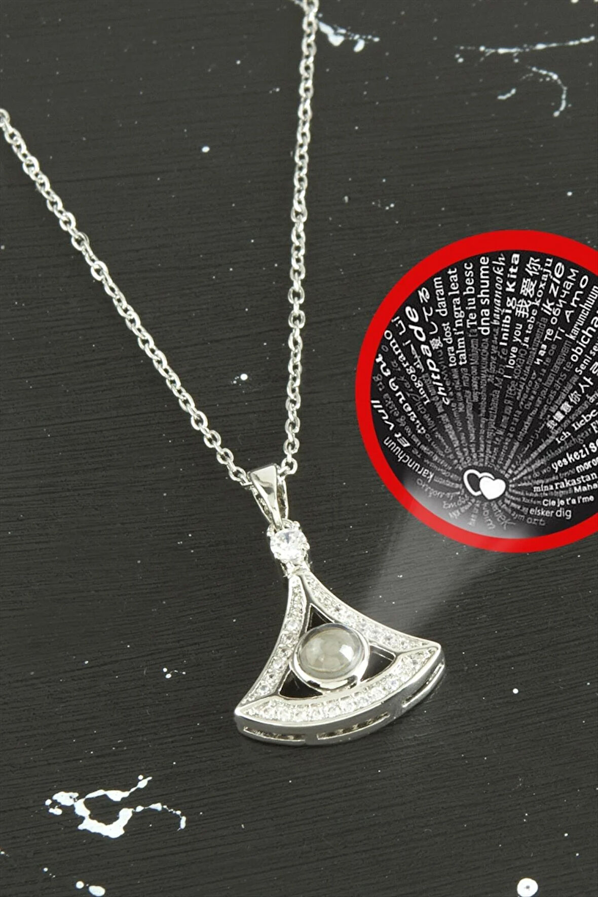 Oval Lüks Çelik Kolye 100 Dilde Seni Seviyorum