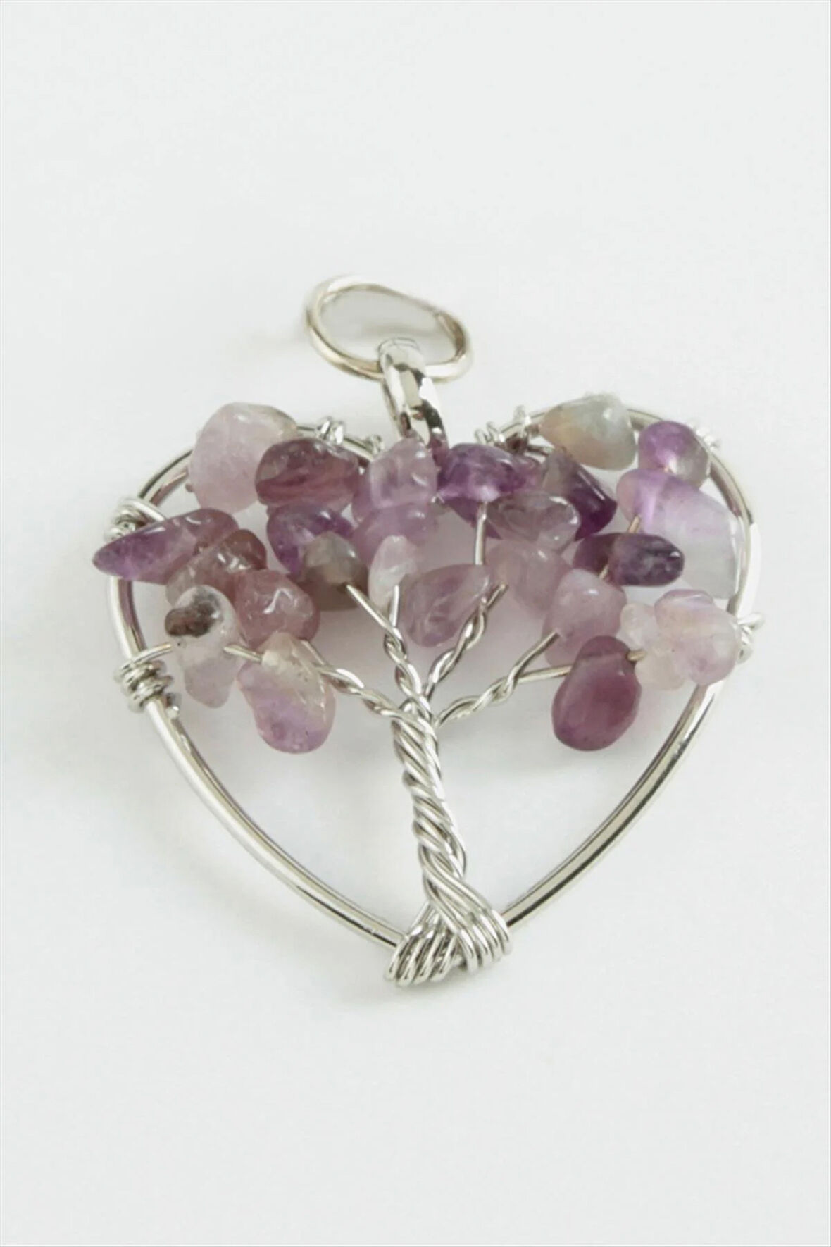 Ametist Kalp Doğaltaş Kolye Ucu